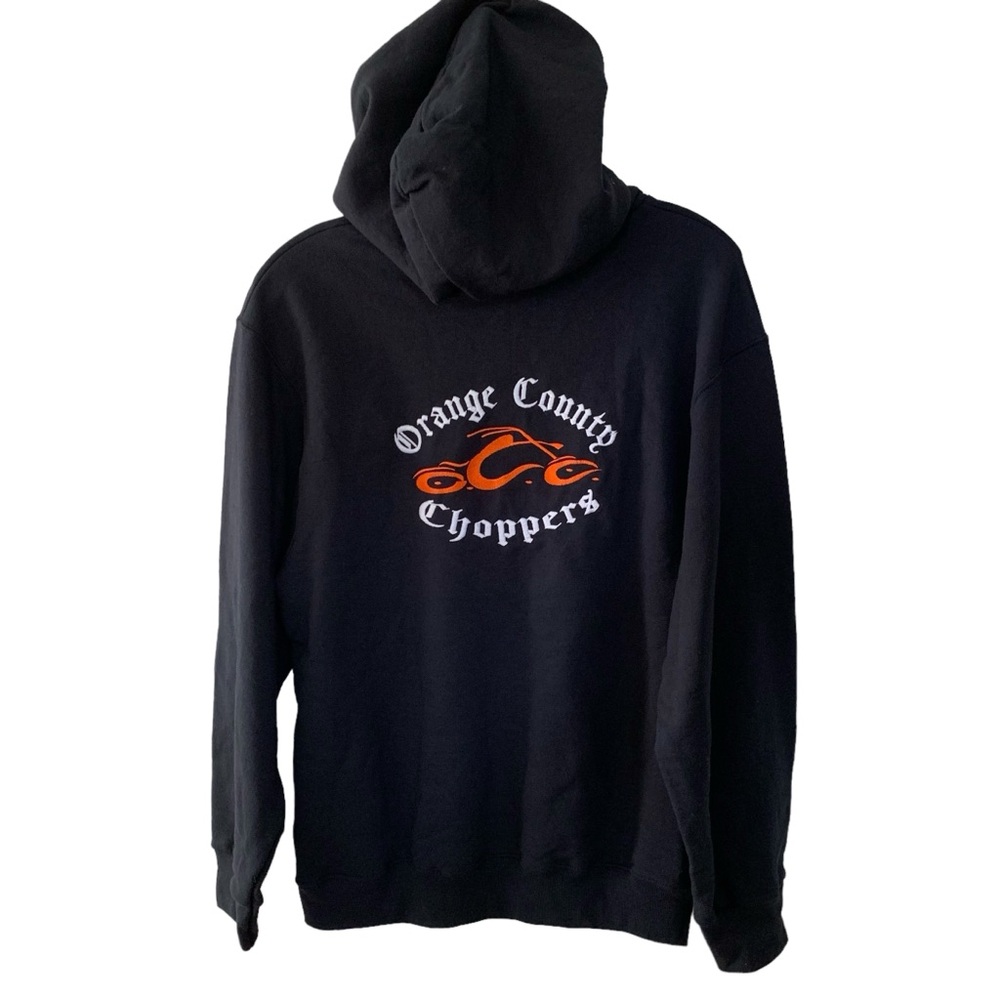 2000s Orange County Choppers Black & Orange 2 Sided Graphic Faded Hoodie NWOT - Picture 7 of 14